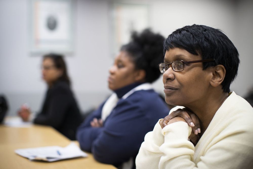 Community members learn about career development through a Temple University program.